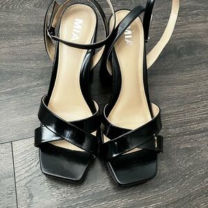 MIA Black Strappy Heels